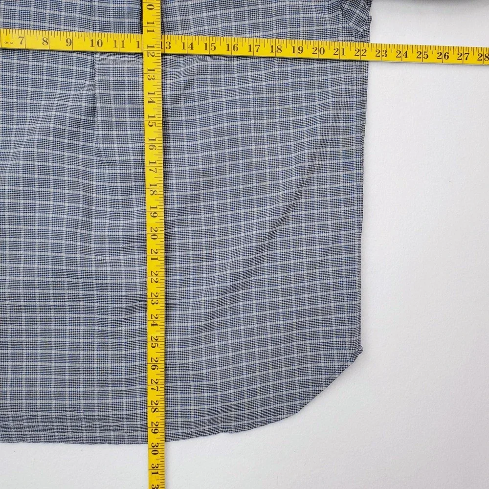 North Face Shirt Mens Medium Gray Blue Plaid Button Down Stretch Outdoor Pocket